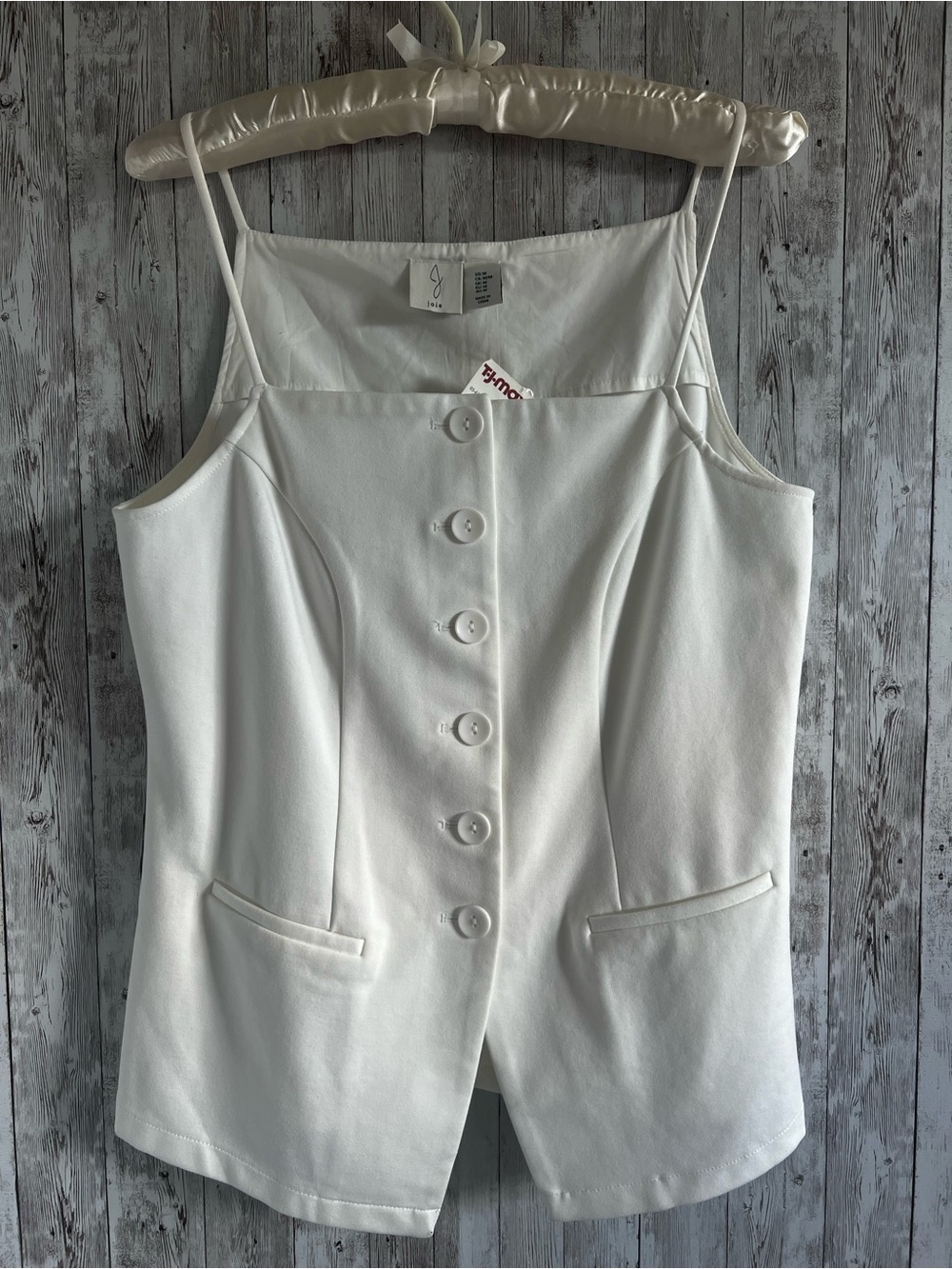 Joie Square Neck White Button-Front Sleeveless Tank Vest NEW Medium